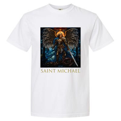 Saint Michael The Archangel Stained Glass Garment-Dyed Heavyweight T-Shirt