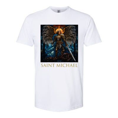 Saint Michael The Archangel Stained Glass Softstyle CVC T-Shirt