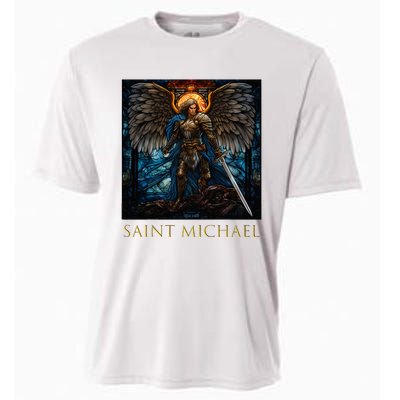 Saint Michael The Archangel Stained Glass Cooling Performance Crew T-Shirt