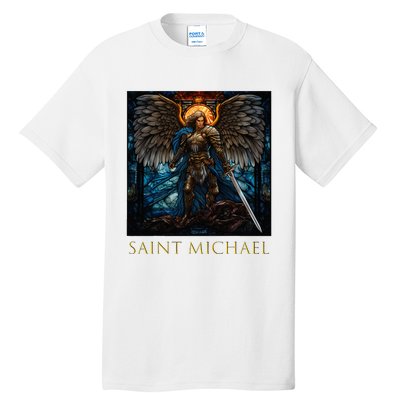 Saint Michael The Archangel Stained Glass Tall T-Shirt