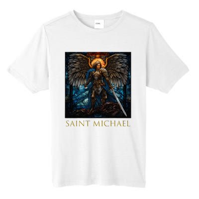 Saint Michael The Archangel Stained Glass Tall Fusion ChromaSoft Performance T-Shirt