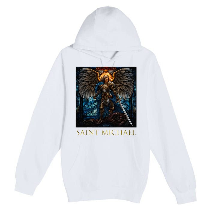 Saint Michael The Archangel Stained Glass Premium Pullover Hoodie