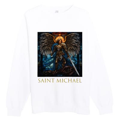 Saint Michael The Archangel Stained Glass Premium Crewneck Sweatshirt