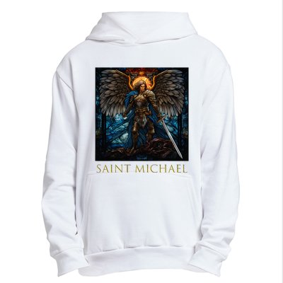 Saint Michael The Archangel Stained Glass Urban Pullover Hoodie