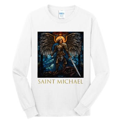 Saint Michael The Archangel Stained Glass Tall Long Sleeve T-Shirt