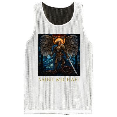 Saint Michael The Archangel Stained Glass Mesh Reversible Basketball Jersey Tank