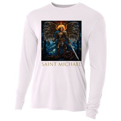 Saint Michael The Archangel Stained Glass Cooling Performance Long Sleeve Crew