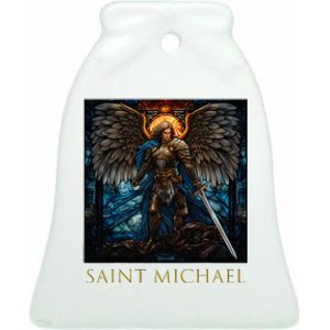 Saint Michael The Archangel Stained Glass Ceramic Bell Ornament