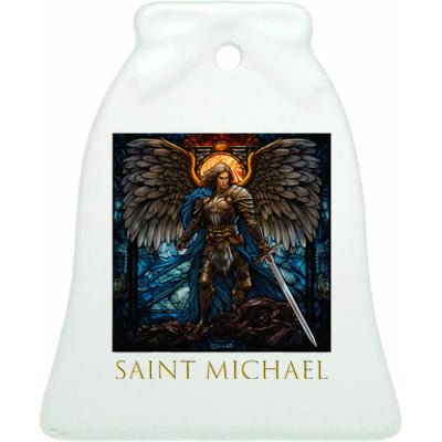 Saint Michael The Archangel Stained Glass Ceramic Bell Ornament