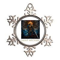 Saint Michael The Archangel Stained Glass Metallic Star Ornament