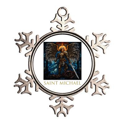 Saint Michael The Archangel Stained Glass Metallic Star Ornament