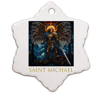 Saint Michael The Archangel Stained Glass Ceramic Star Ornament