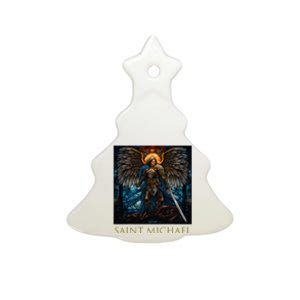 Saint Michael The Archangel Stained Glass Ceramic Tree Ornament