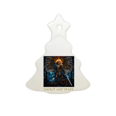 Saint Michael The Archangel Stained Glass Ceramic Tree Ornament