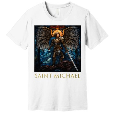 Saint Michael The Archangel Stained Glass Premium T-Shirt