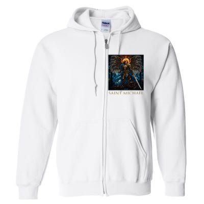 Saint Michael The Archangel Stained Glass Full Zip Hoodie