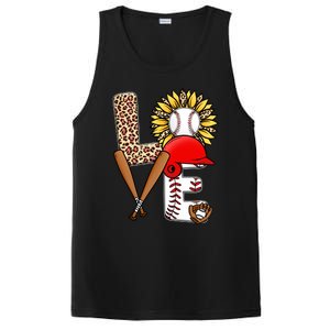 Softball Mom T Shirts, Love Soccer Leopard Sunflower Sports Ball Valentine Day PosiCharge Competitor Tank