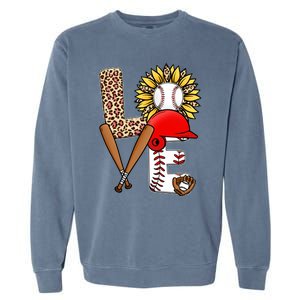 Softball Mom T Shirts, Love Soccer Leopard Sunflower Sports Ball Valentine Day Garment-Dyed Sweatshirt