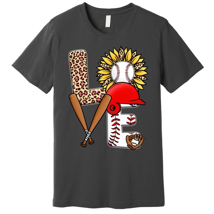 Softball Mom T Shirts, Love Soccer Leopard Sunflower Sports Ball Valentine Day Premium T-Shirt