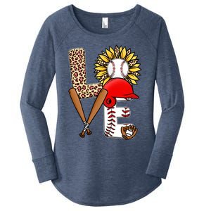 Softball Mom T Shirts, Love Soccer Leopard Sunflower Sports Ball Valentine Day Women's Perfect Tri Tunic Long Sleeve Shirt