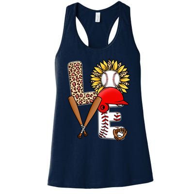 Softball Mom T Shirts, Love Soccer Leopard Sunflower Sports Ball Valentine Day Women's Racerback Tank