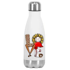 Softball Mom T Shirts, Love Soccer Leopard Sunflower Sports Ball Valentine Day Stainless Steel Insulated Water Bottle