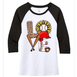 Softball Mom T Shirts, Love Soccer Leopard Sunflower Sports Ball Valentine Day Women's Tri-Blend 3/4-Sleeve Raglan Shirt