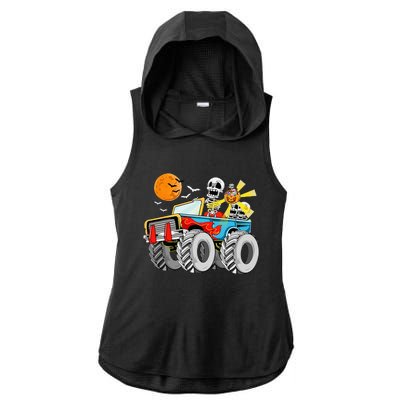 Spooky Monster Truck Halloween Costume Ladies PosiCharge Tri-Blend Wicking Draft Hoodie Tank