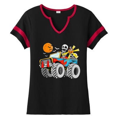 Spooky Monster Truck Halloween Costume Ladies Halftime Notch Neck Tee