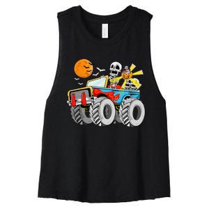 Spooky Monster Truck Halloween Costume Women's Racerback Cropped Tank