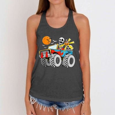 Spooky Monster Truck Halloween Costume Women's Knotted Racerback Tank