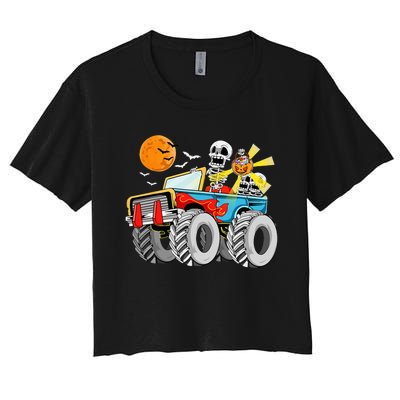 Spooky Monster Truck Halloween Costume Women's Crop Top Tee