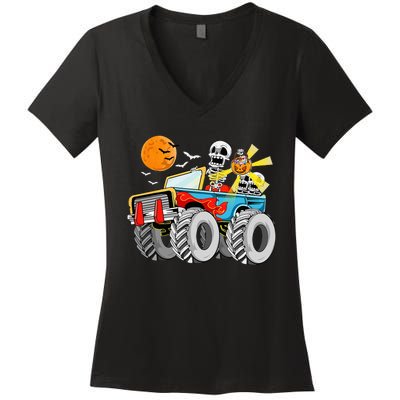 Spooky Monster Truck Halloween Costume Women's V-Neck T-Shirt