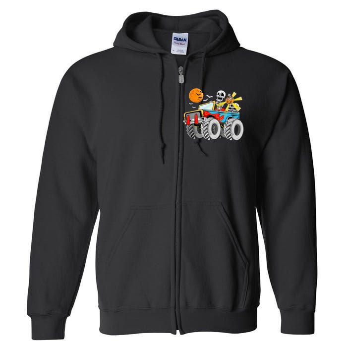 Spooky Monster Truck Halloween Costume Full Zip Hoodie