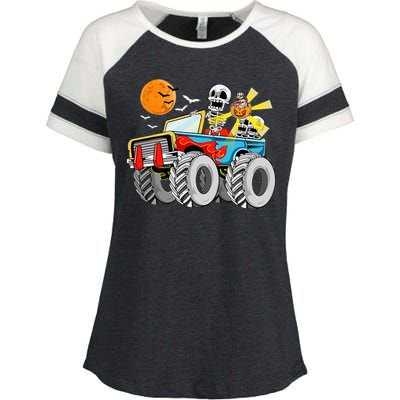 Spooky Monster Truck Halloween Costume Enza Ladies Jersey Colorblock Tee