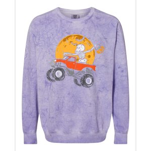 Skeleton Monster Truck Moon Candy Halloween Colorblast Crewneck Sweatshirt