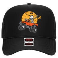 Skeleton Monster Truck Moon Candy Halloween High Crown Mesh Back Trucker Hat