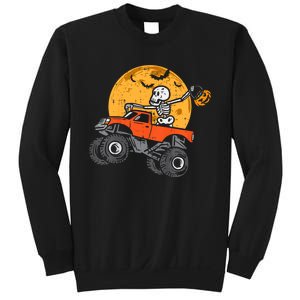 Skeleton Monster Truck Moon Candy Halloween Sweatshirt