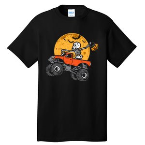 Skeleton Monster Truck Moon Candy Halloween Tall T-Shirt