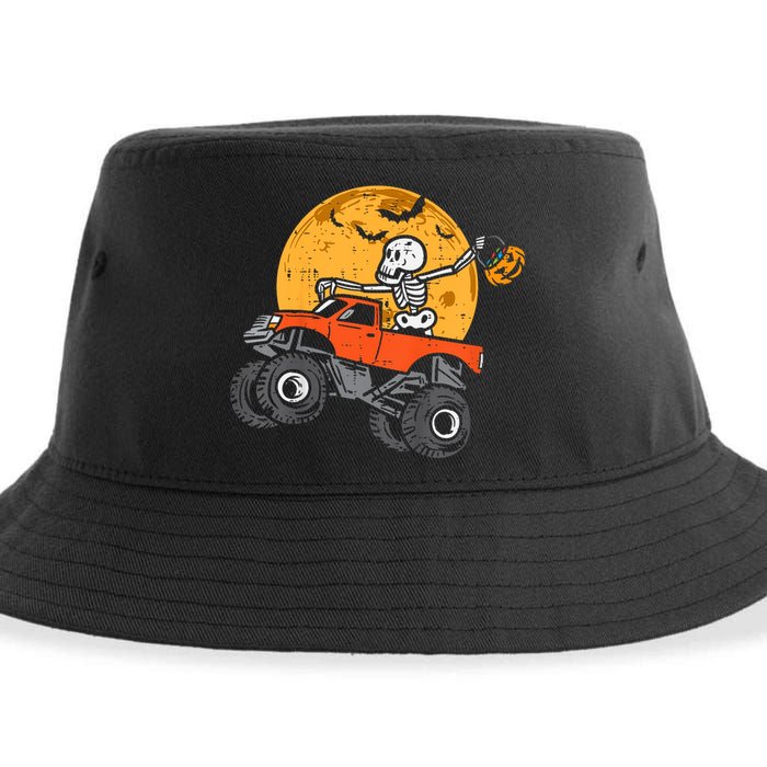 Skeleton Monster Truck Moon Candy Halloween Sustainable Bucket Hat