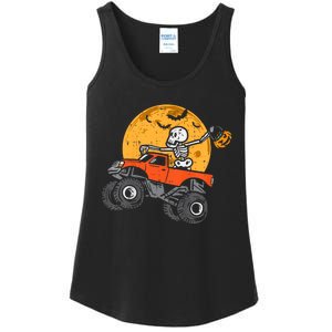 Skeleton Monster Truck Moon Candy Halloween Ladies Essential Tank