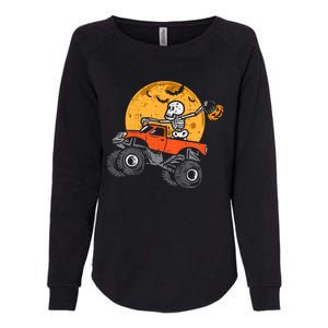 Skeleton Monster Truck Moon Candy Halloween Womens California Wash Sweatshirt