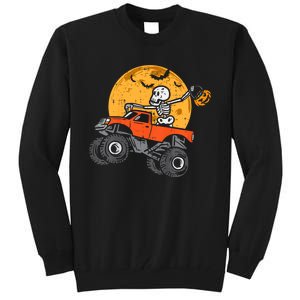 Skeleton Monster Truck Moon Candy Halloween Tall Sweatshirt