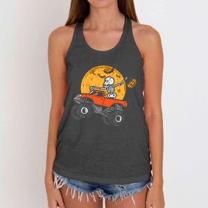 Skeleton Monster Truck Moon Candy Halloween Women's Knotted Racerback Tank