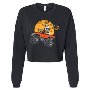 Skeleton Monster Truck Moon Candy Halloween Cropped Pullover Crew