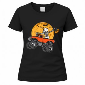 Skeleton Monster Truck Moon Candy Halloween Women's T-Shirt