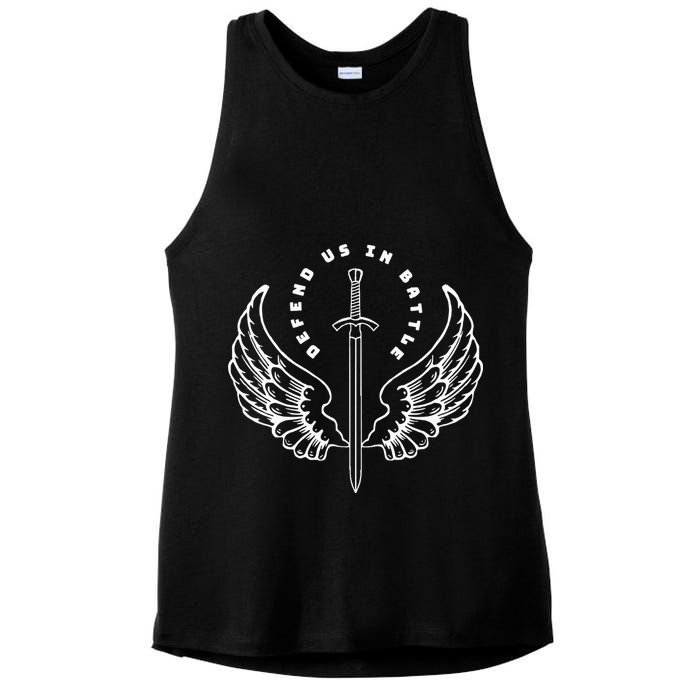 St. Michael The Archangel Defend Us In Battle Ladies PosiCharge Tri-Blend Wicking Tank