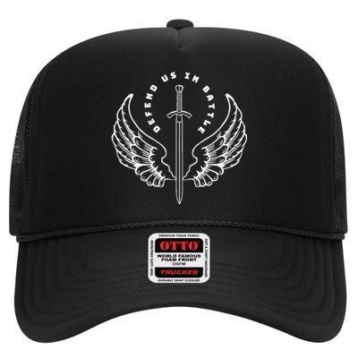 St. Michael The Archangel Defend Us In Battle High Crown Mesh Back Trucker Hat