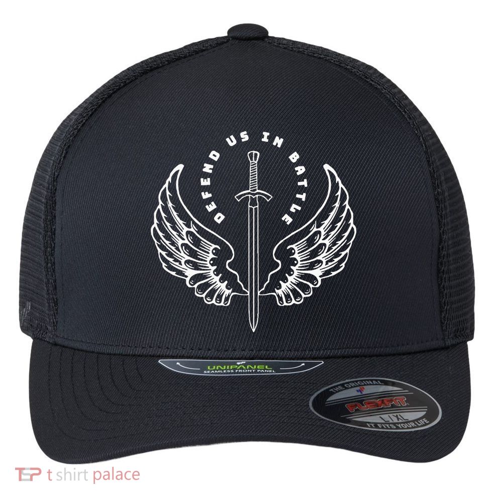St. Michael The Archangel Defend Us In Battle Flexfit Unipanel Trucker Cap