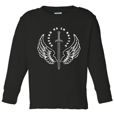 St. Michael The Archangel Defend Us In Battle Toddler Long Sleeve Shirt
